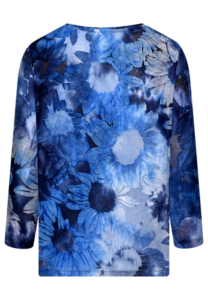 E24181 Shirt T&D Flowers - 10/bleu-navy